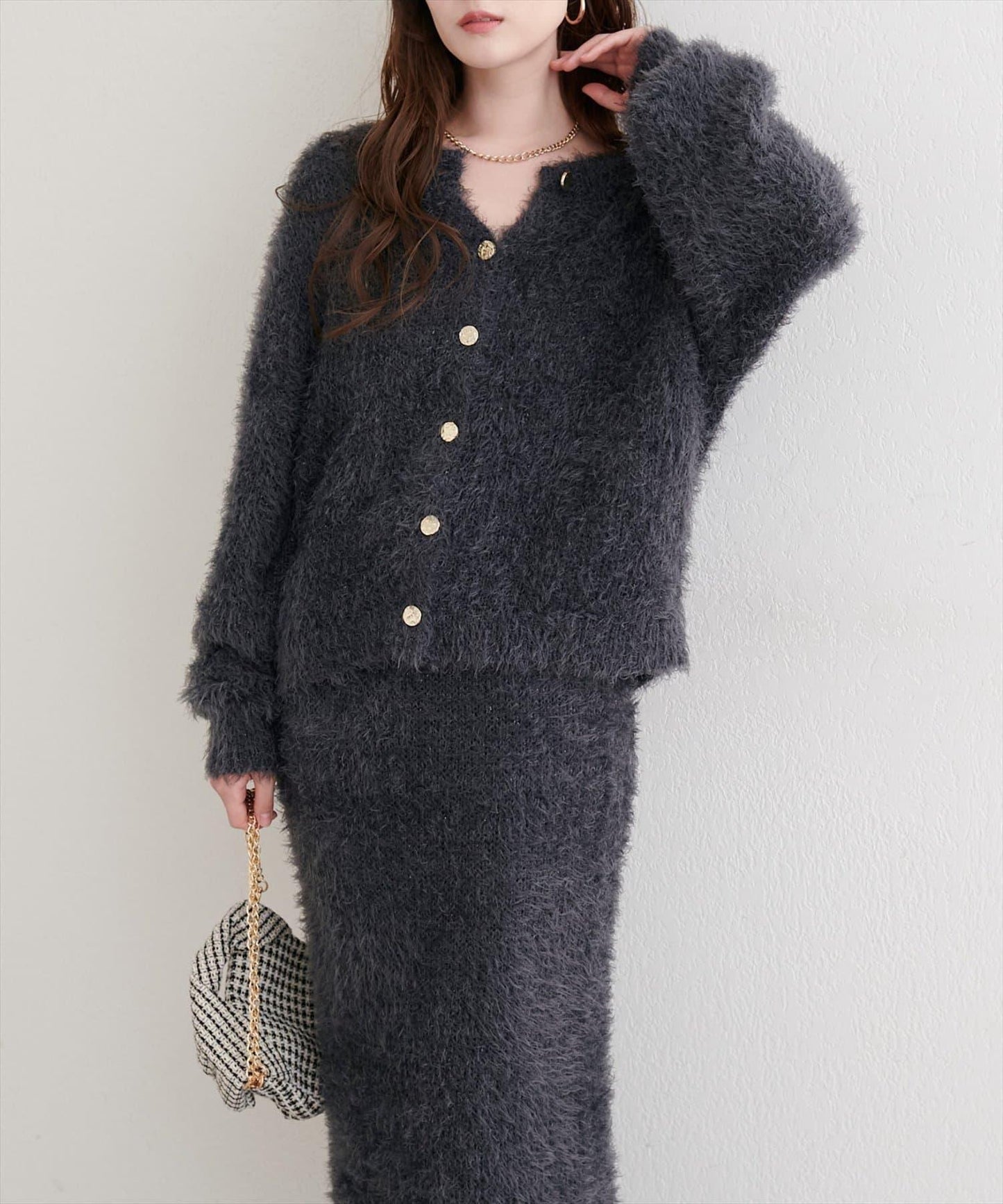 亮片羽毛船領針織套頭衫