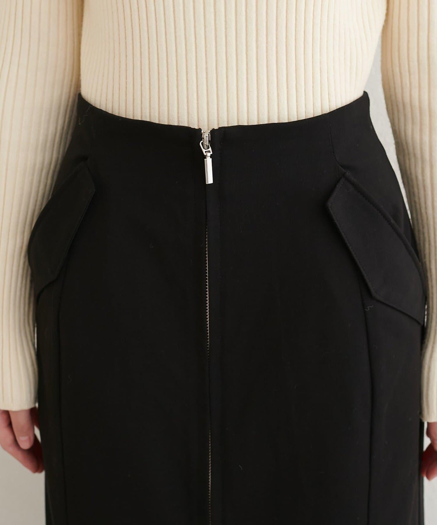 【natural couture】翻蓋口袋拉鍊半身裙