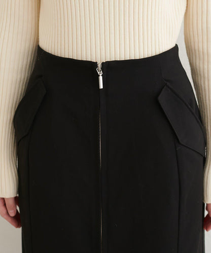 【natural couture】翻蓋口袋拉鍊半身裙