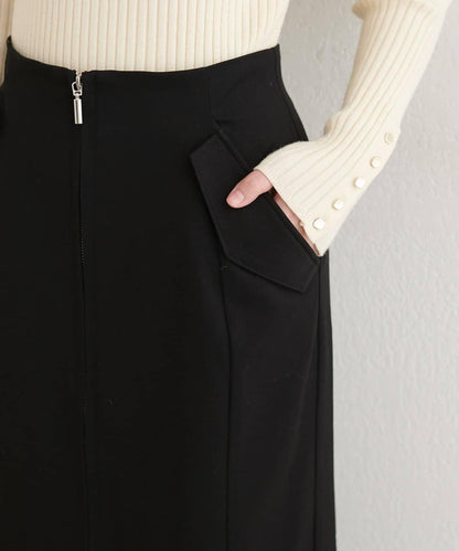 【natural couture】翻蓋口袋拉鍊半身裙