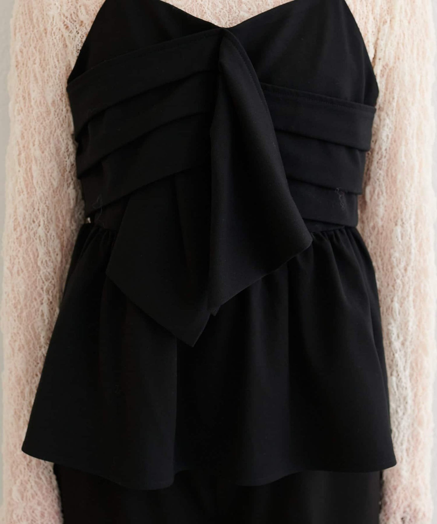 【Every very】蝴蝶結吊帶背心+蕾絲波浪邊T恤套裝