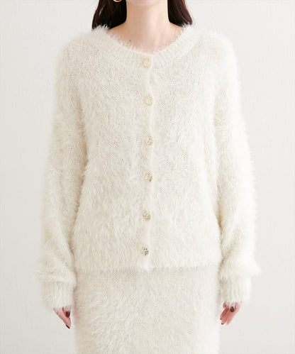 亮片羽毛船領針織套頭衫