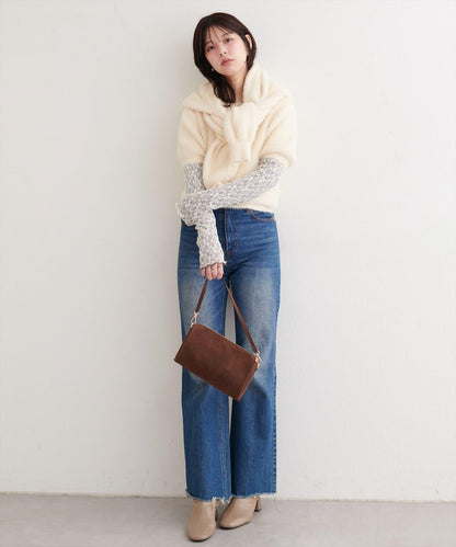 【natural couture】羽毛紗短袖針織套頭衫