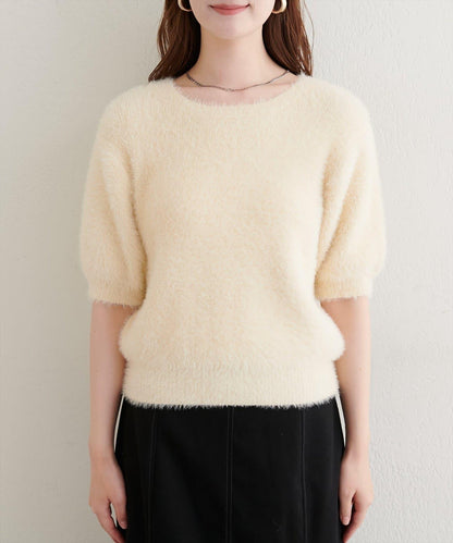 【natural couture】羽毛紗短袖針織套頭衫