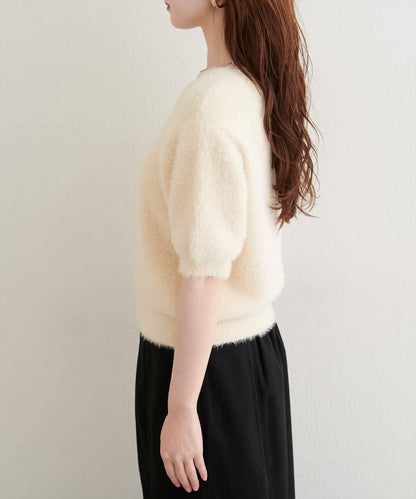 【natural couture】羽毛紗短袖針織套頭衫