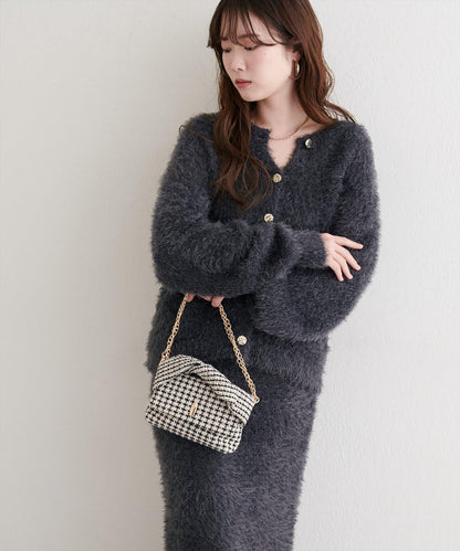 亮片羽毛船領針織套頭衫