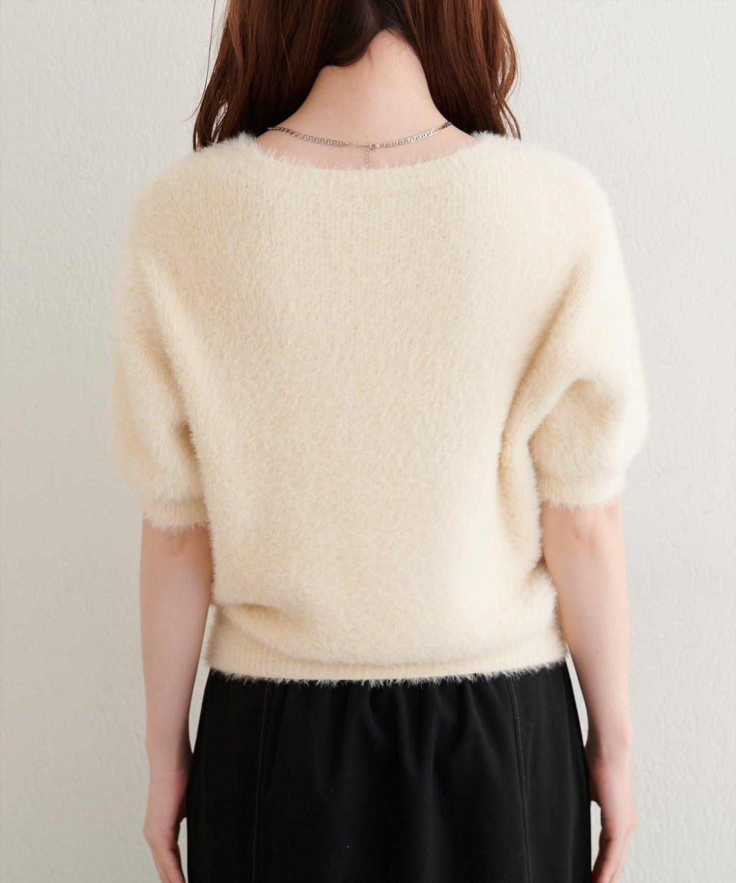 【natural couture】羽毛紗短袖針織套頭衫