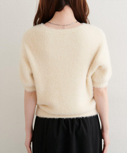 【natural couture】羽毛紗短袖針織套頭衫