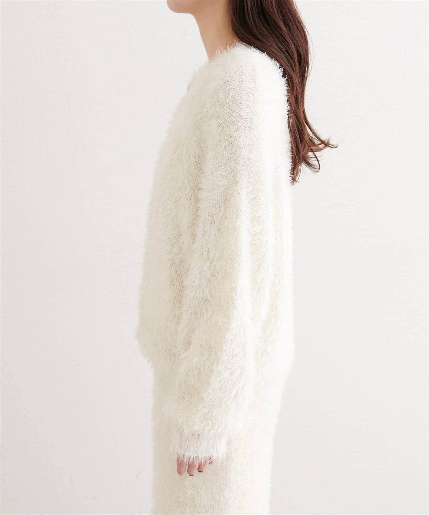 亮片羽毛船領針織套頭衫