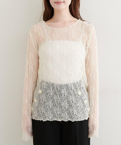 【Every very】蝴蝶結吊帶背心+蕾絲波浪邊T恤套裝