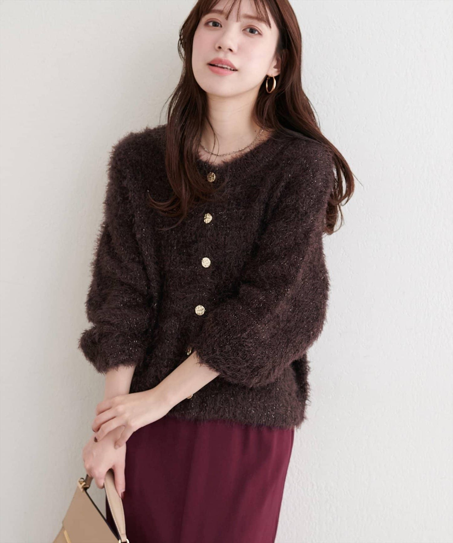 亮片羽毛船領針織套頭衫