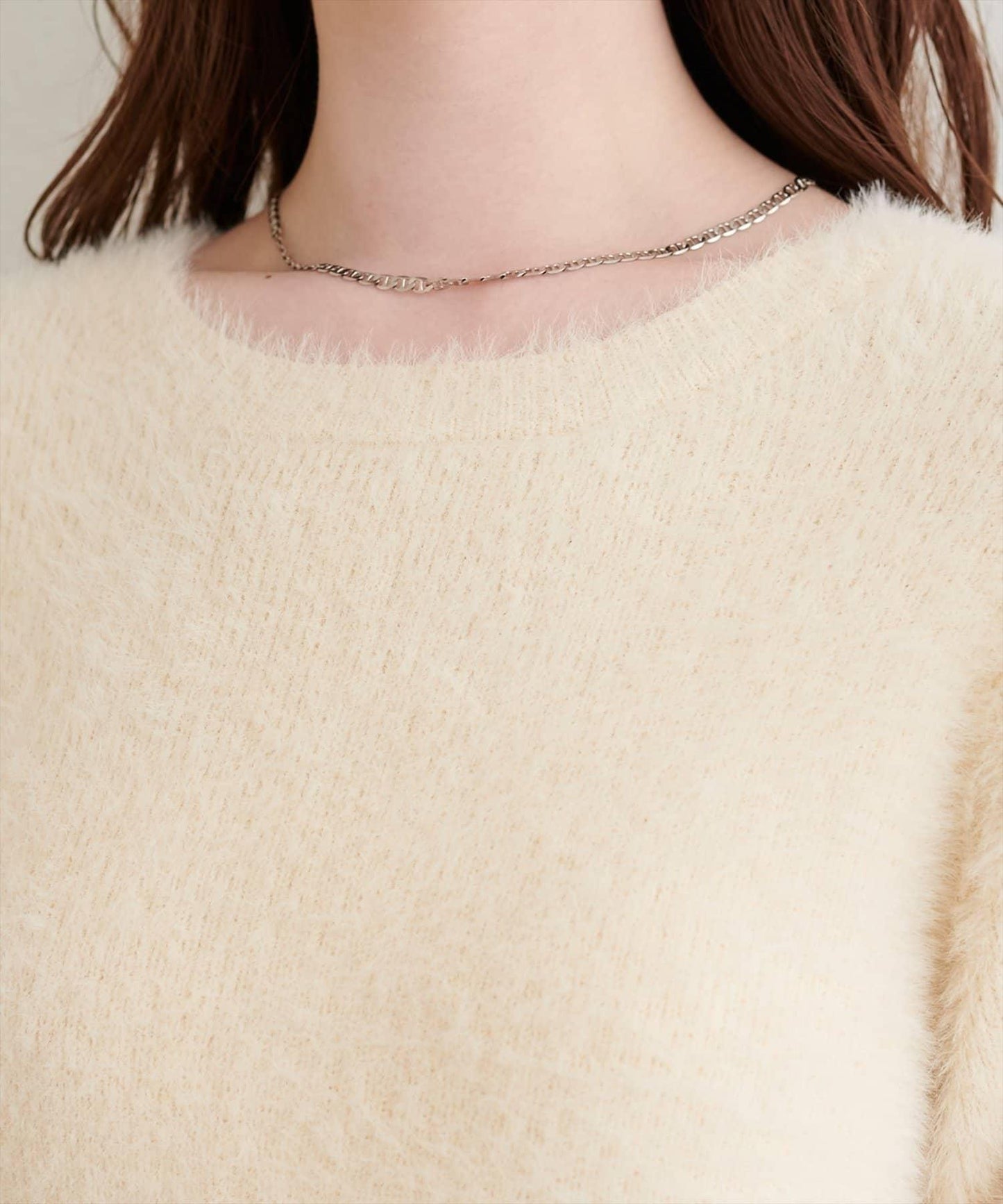 【natural couture】羽毛紗短袖針織套頭衫