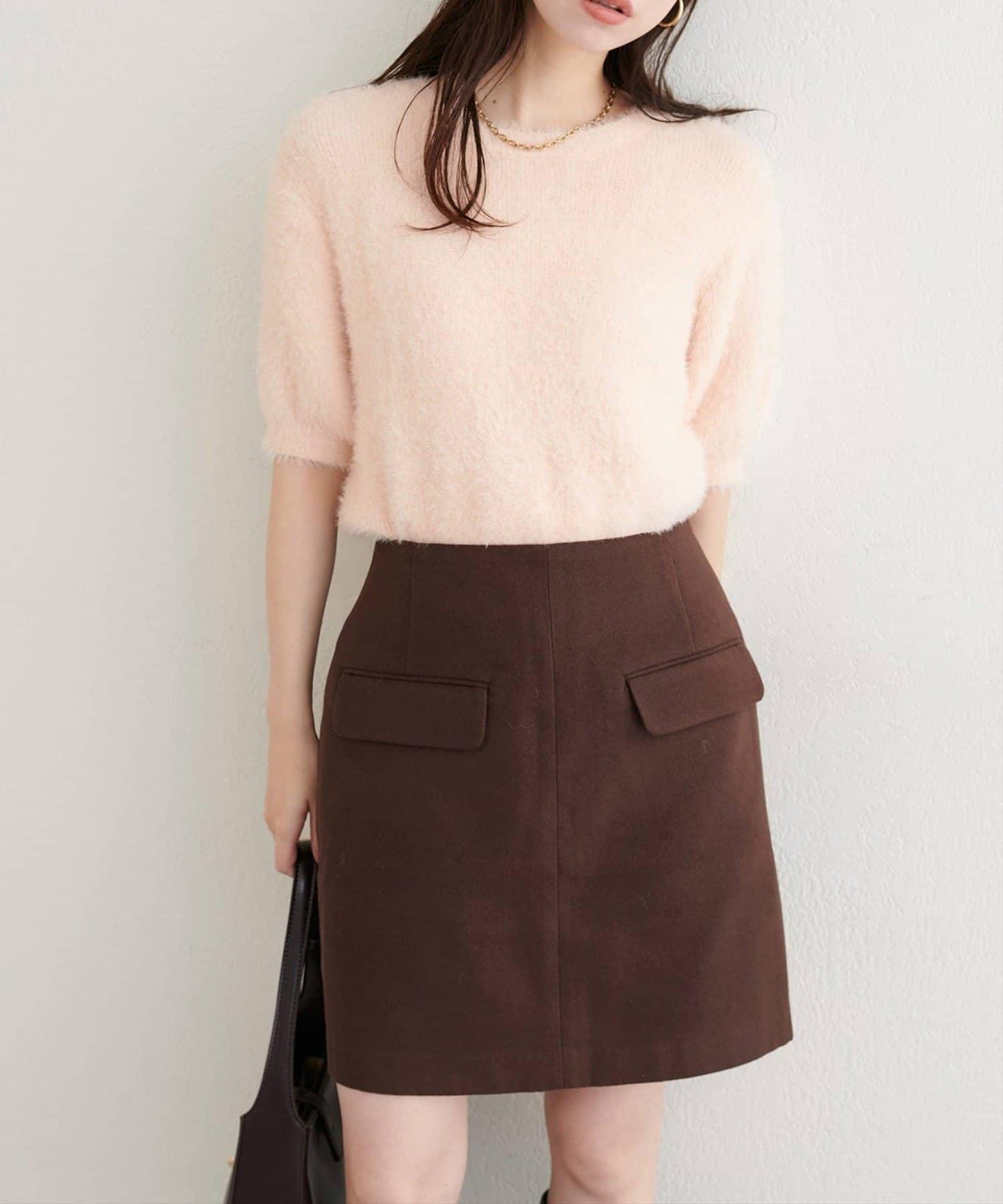 羽毛紗短袖針織套頭衫