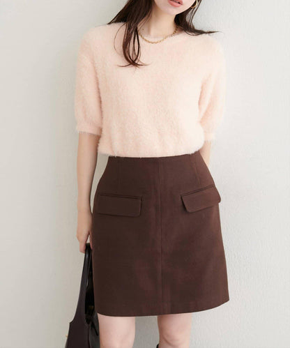 羽毛紗短袖針織套頭衫