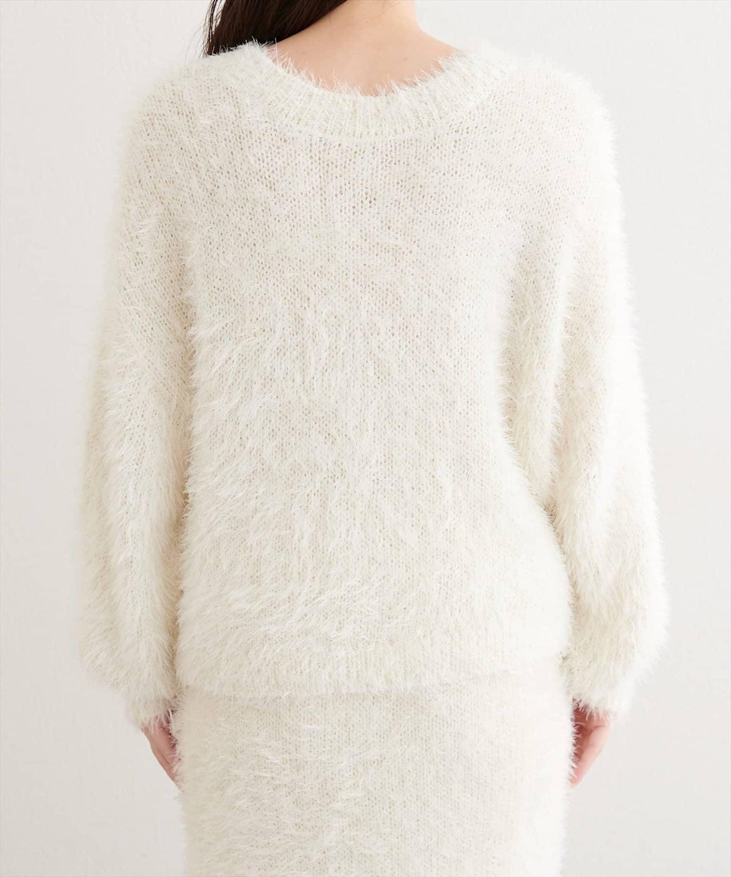 亮片羽毛船領針織套頭衫