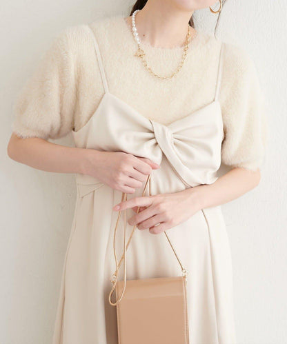 羽毛紗短袖針織套頭衫