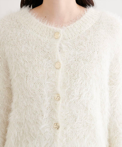 亮片羽毛船領針織套頭衫