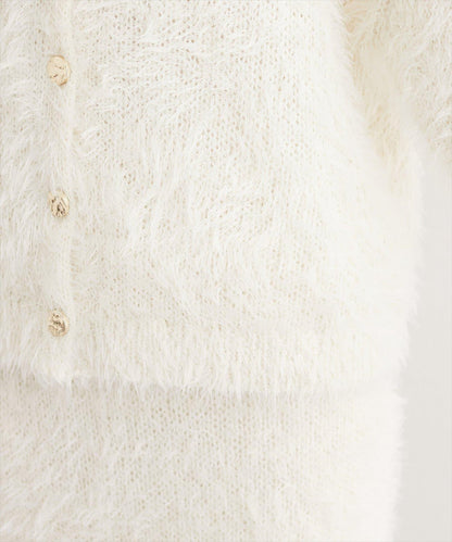 亮片羽毛船領針織套頭衫