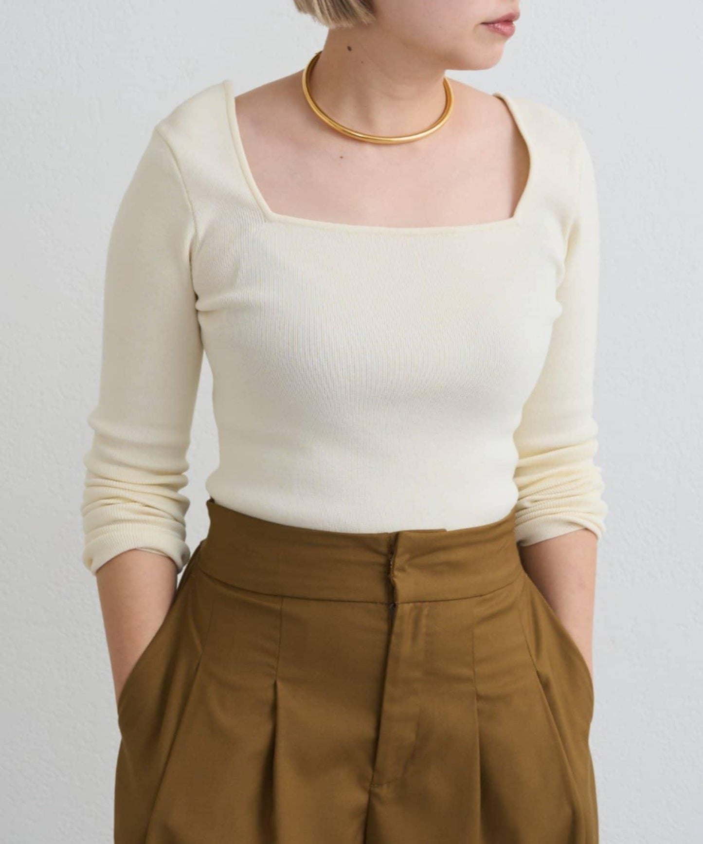 【earthy_】方領針織衫