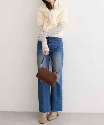 羽毛紗短袖針織套頭衫