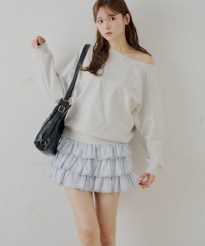 層疊荷葉邊迷你裙