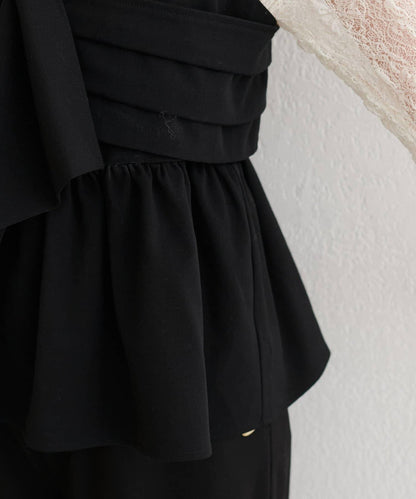 【Every very】蝴蝶結吊帶背心+蕾絲波浪邊T恤套裝