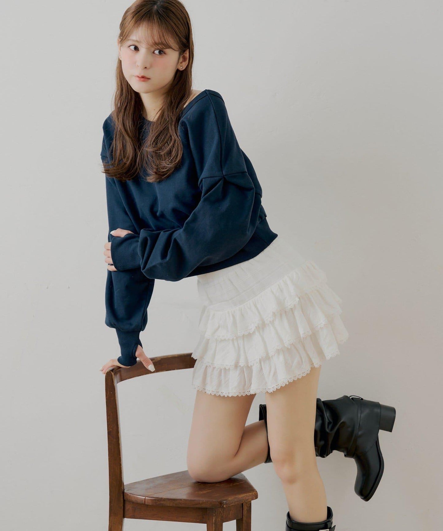 層疊荷葉邊迷你裙