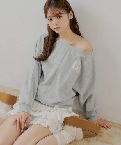 單肩寬鬆衛衣