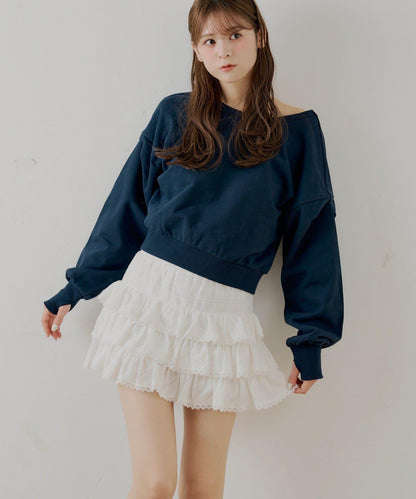 層疊荷葉邊迷你裙