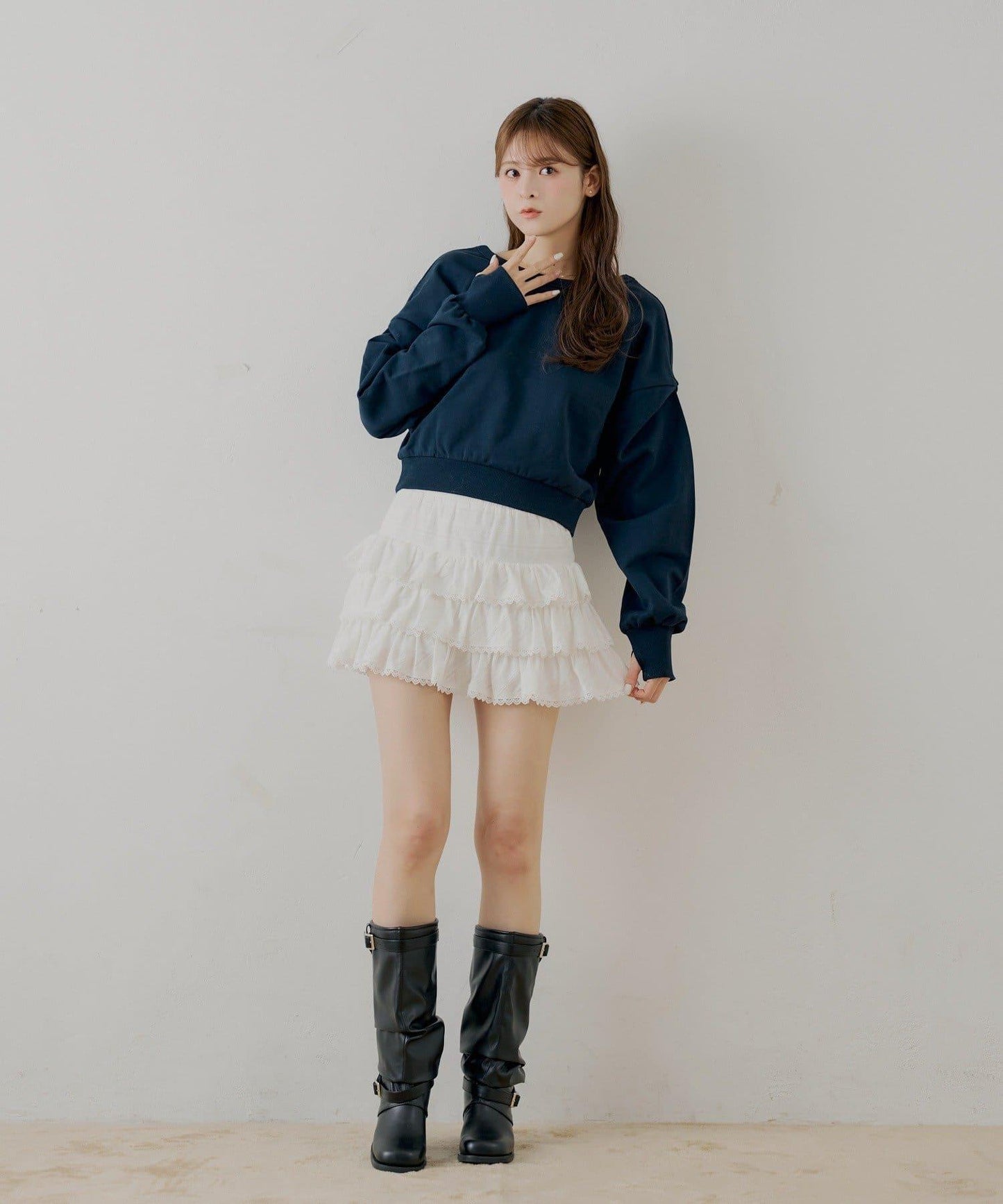 層疊荷葉邊迷你裙