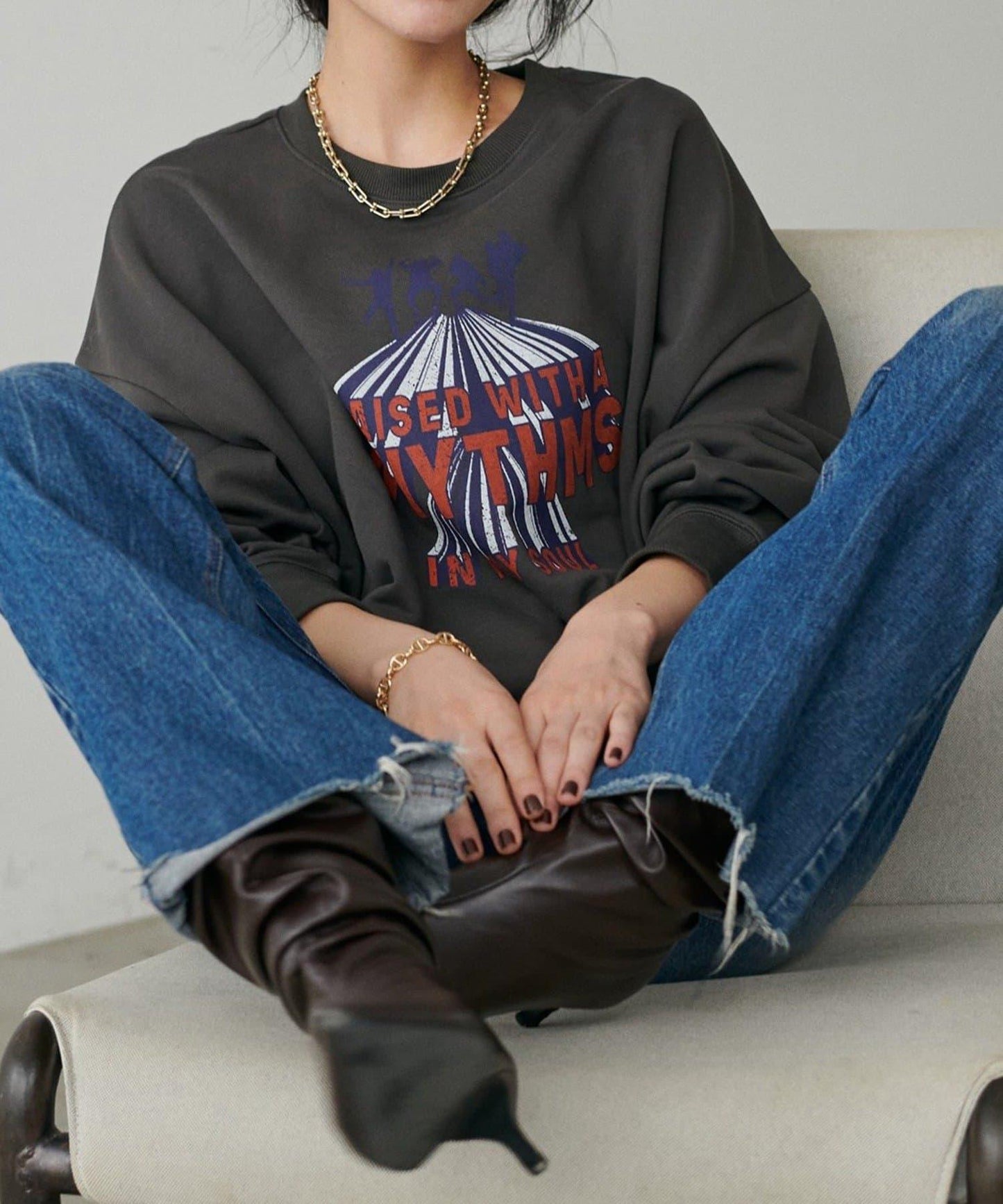 【LARUTA】圖案標誌加絨套頭衫