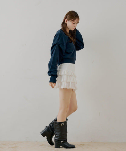 層疊荷葉邊迷你裙