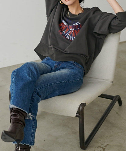 【LARUTA】圖案標誌加絨套頭衫