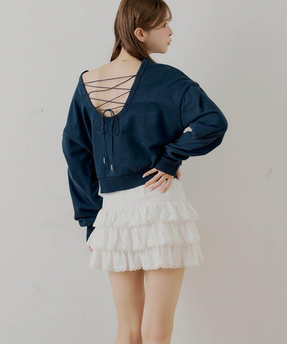 層疊荷葉邊迷你裙