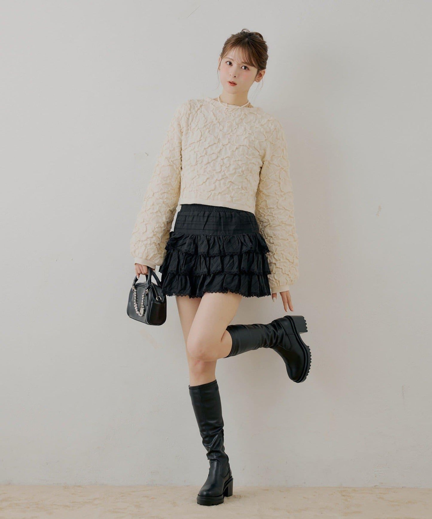 層疊荷葉邊迷你裙