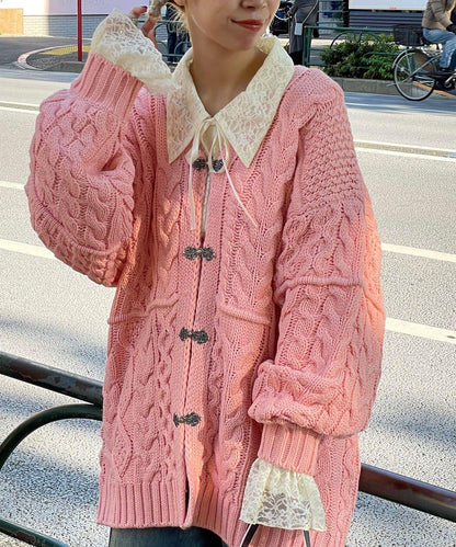 拼接提花編織開衫