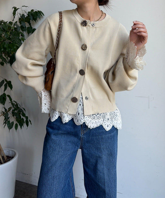 大紐釦針織開衫