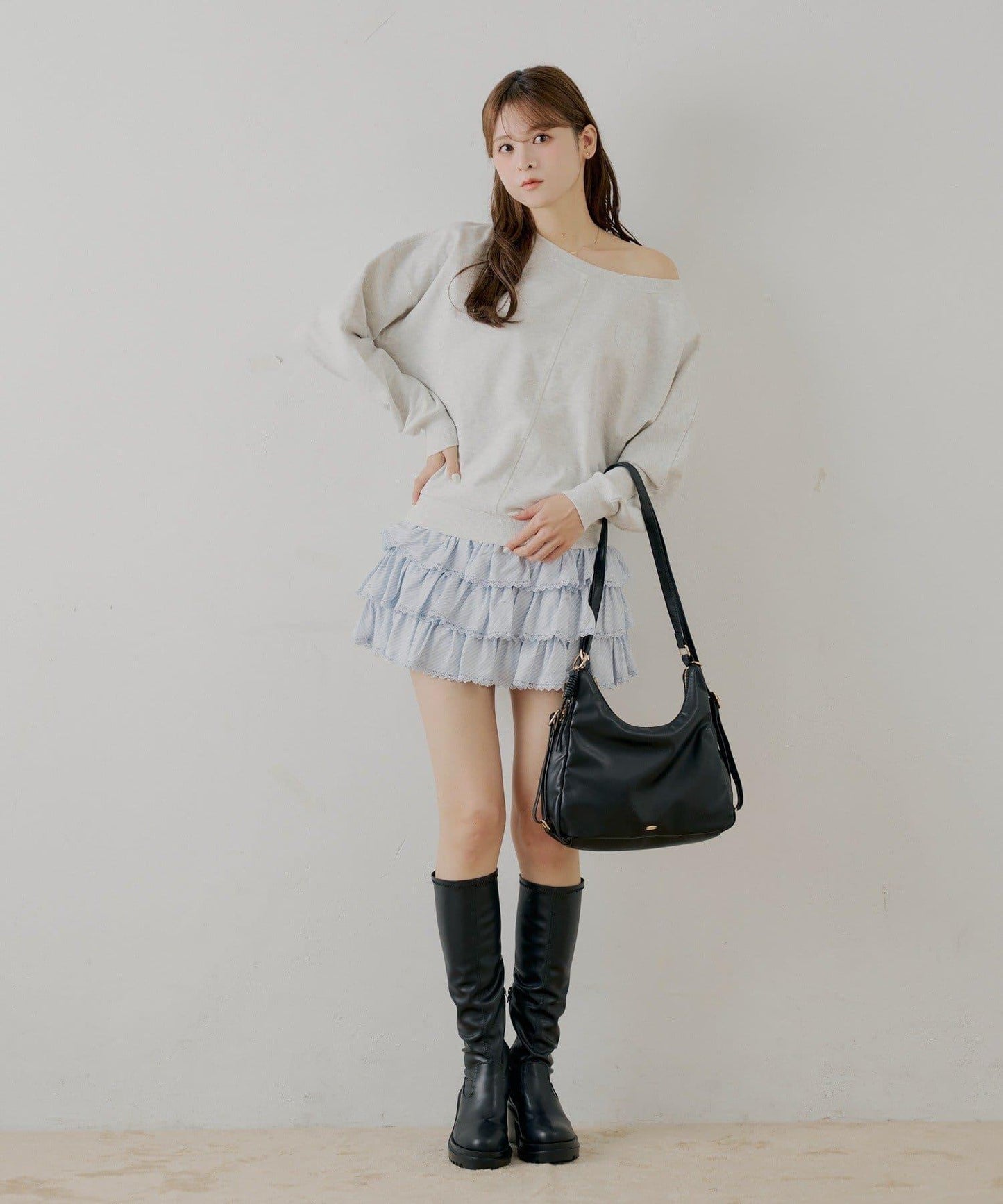 層疊荷葉邊迷你裙