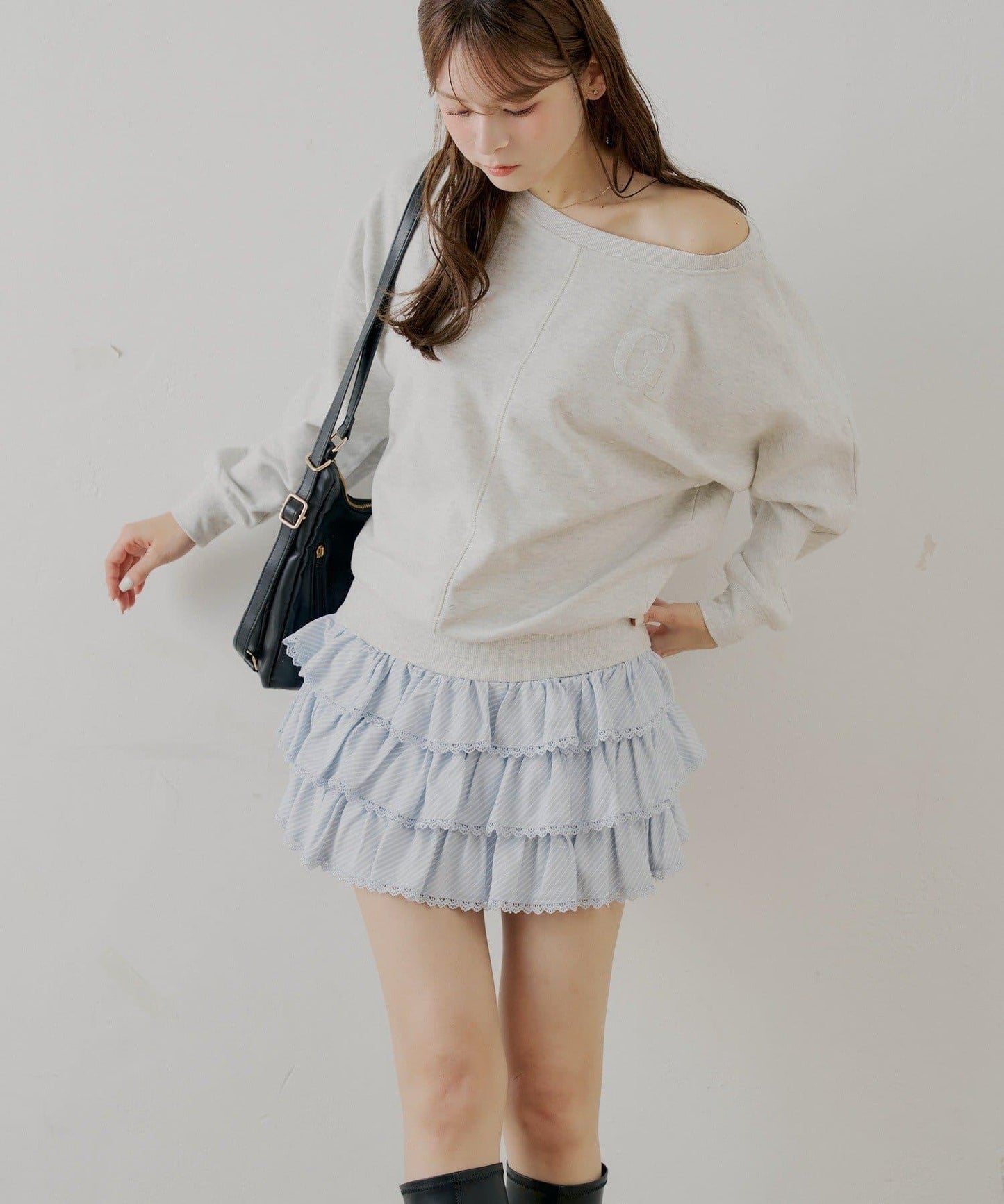 層疊荷葉邊迷你裙