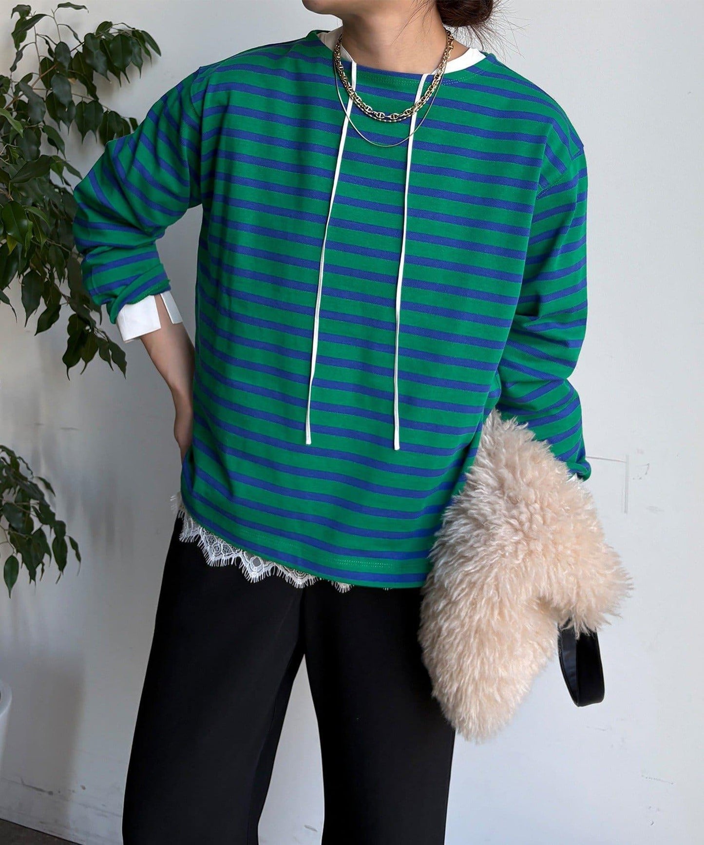 條紋船領套頭衫