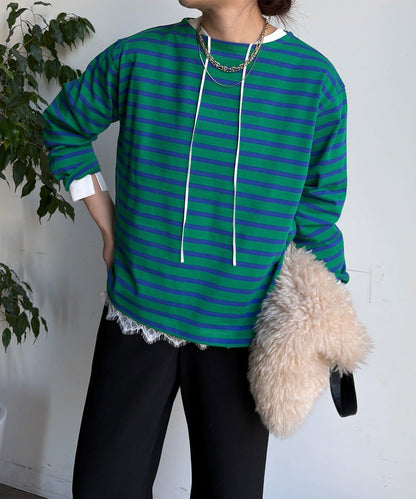 條紋船領套頭衫