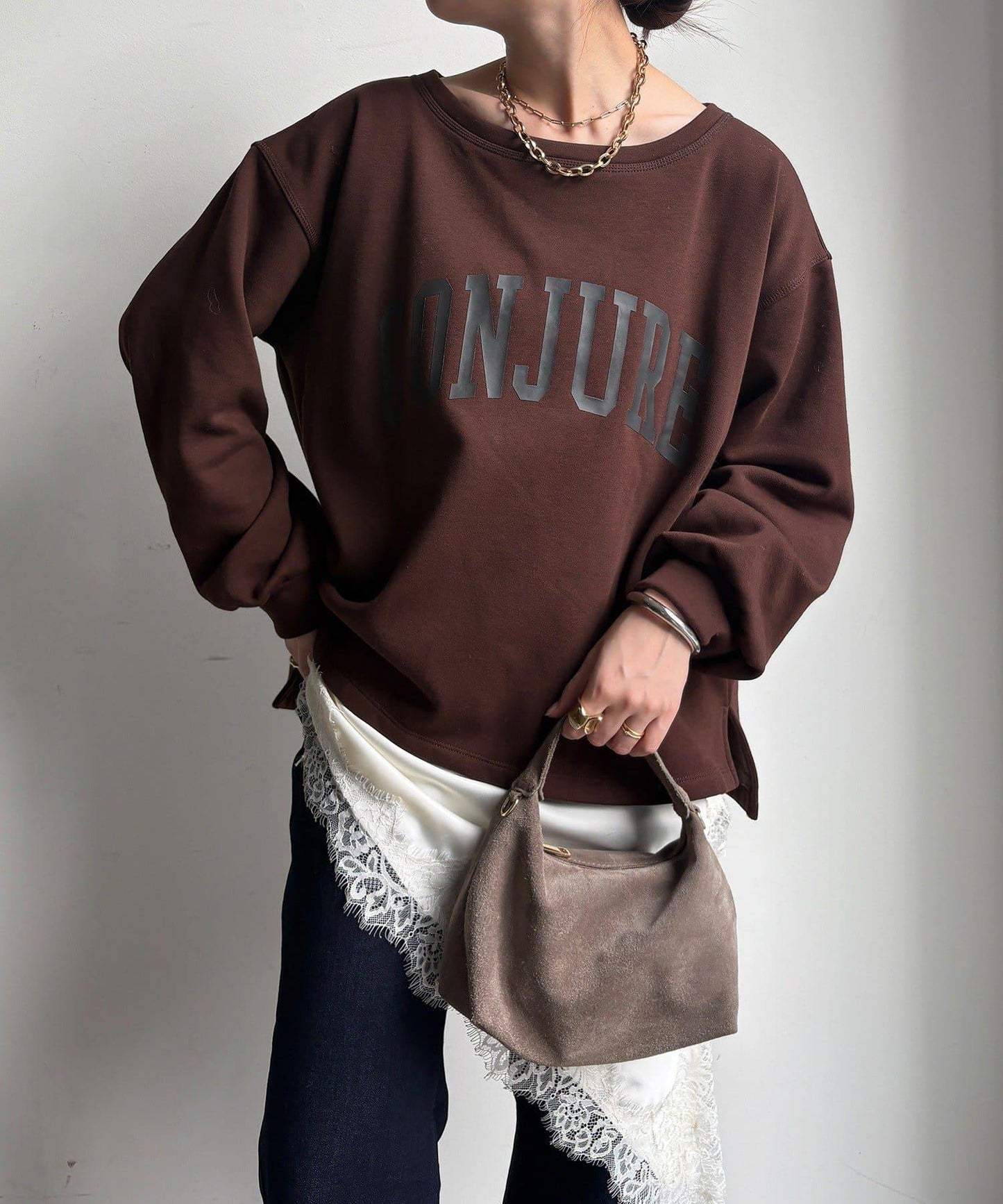 前後印花加絨套頭衫