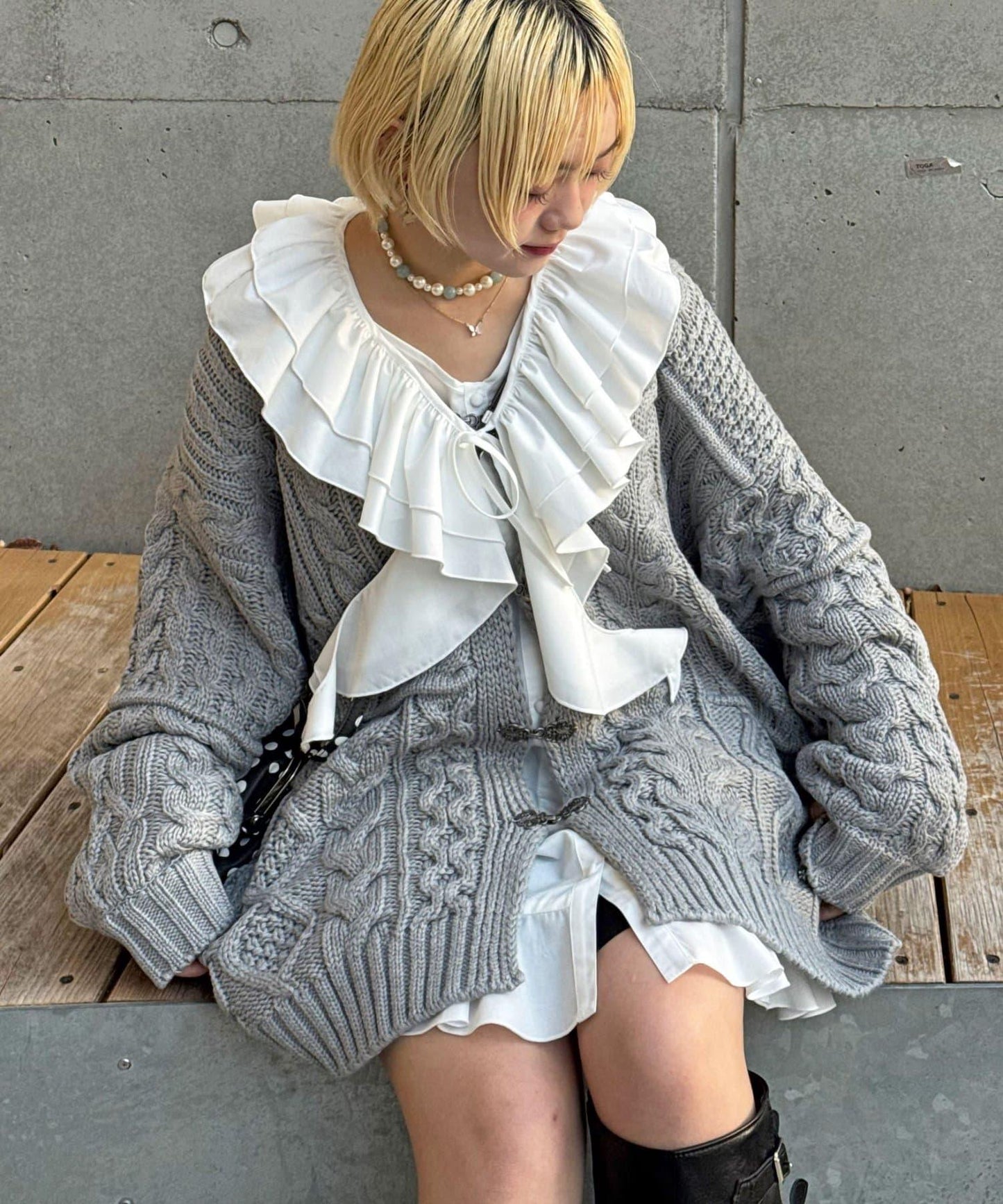 拼接提花編織開衫