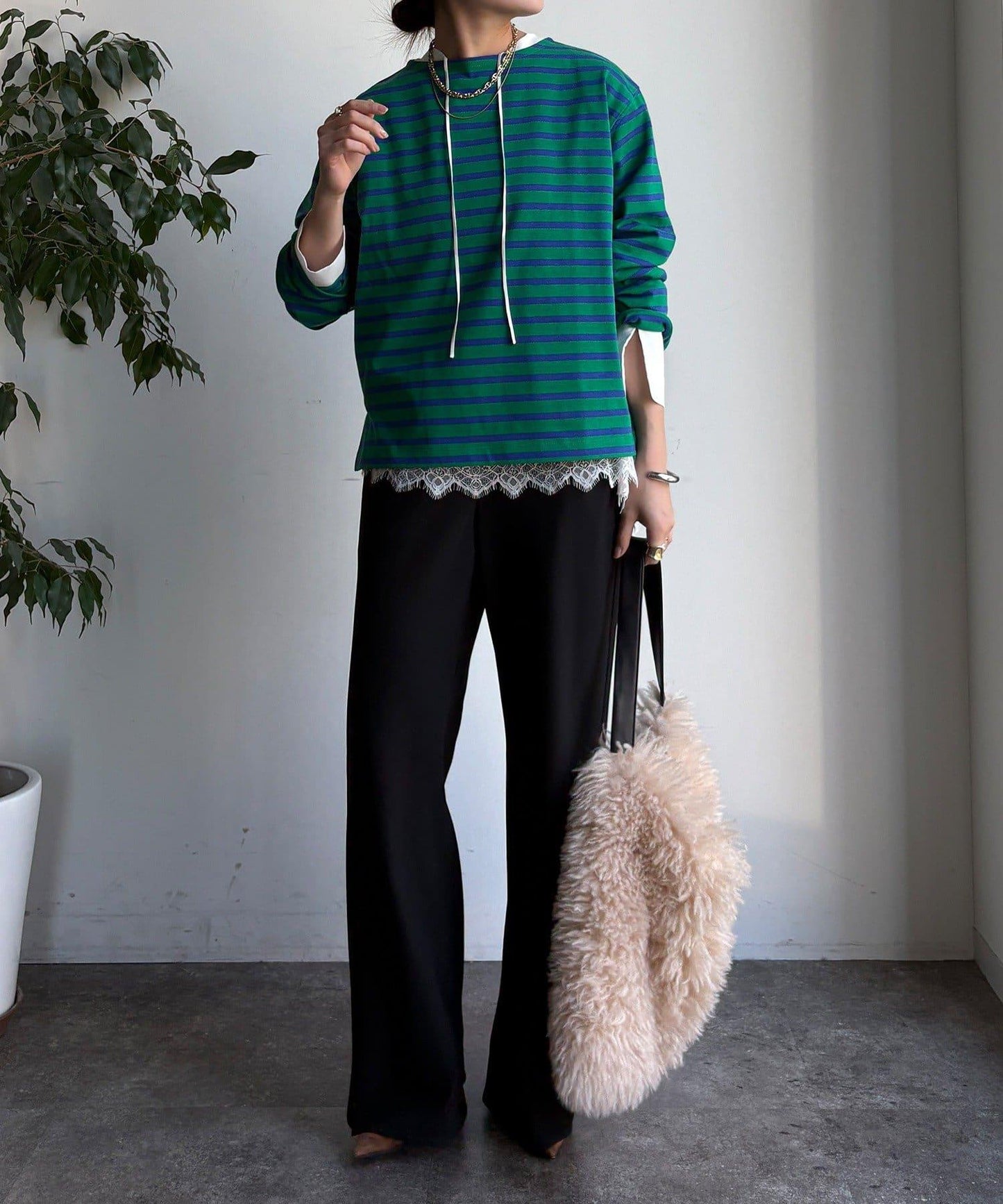 條紋船領套頭衫