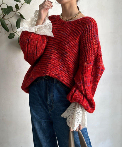 混紡紗線V領套頭衫