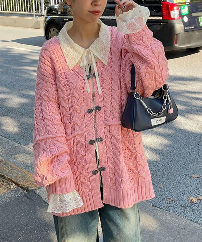 拼接提花編織開衫