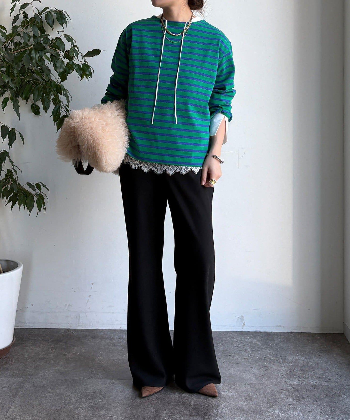 條紋船領套頭衫