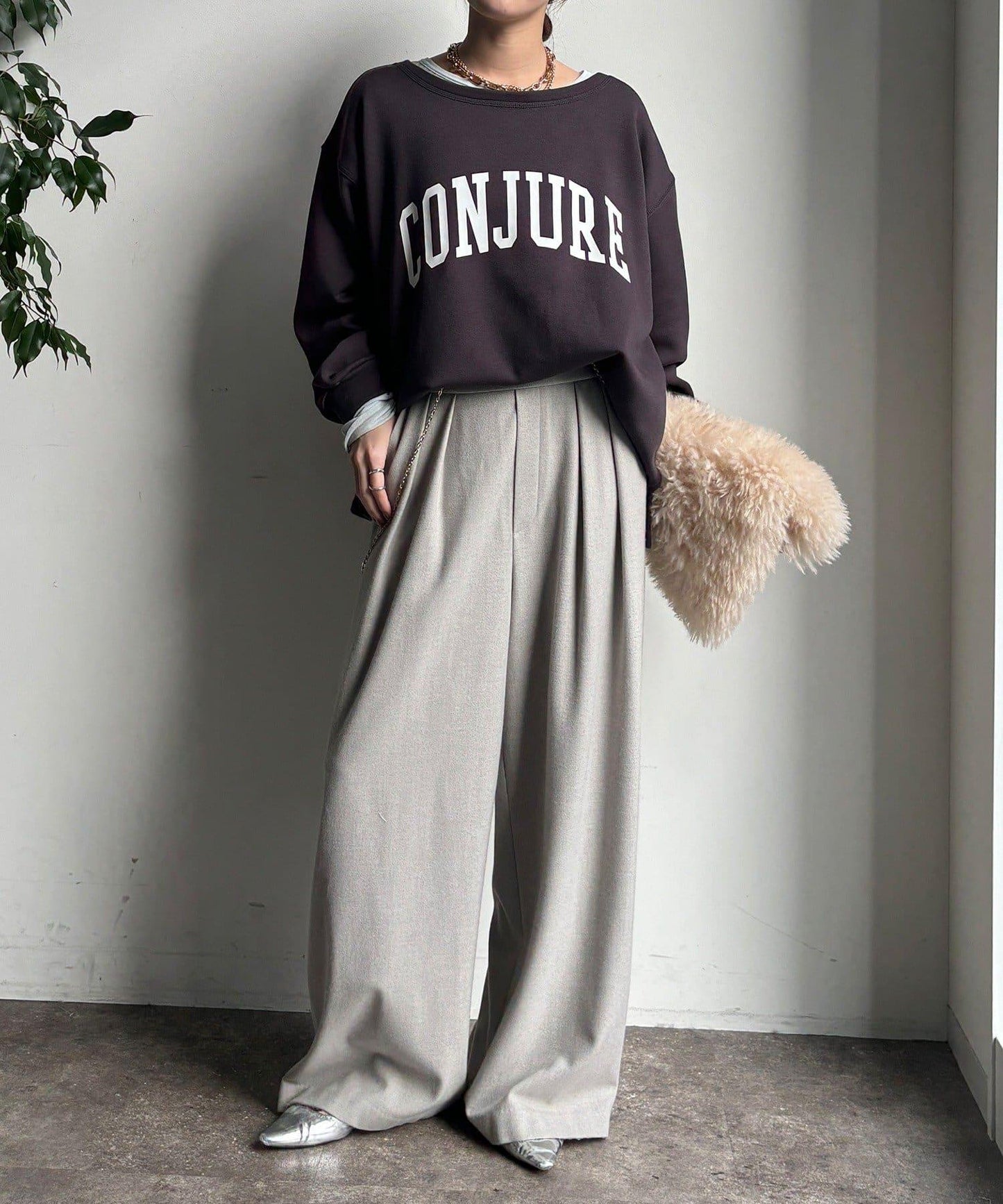 前後印花加絨套頭衫