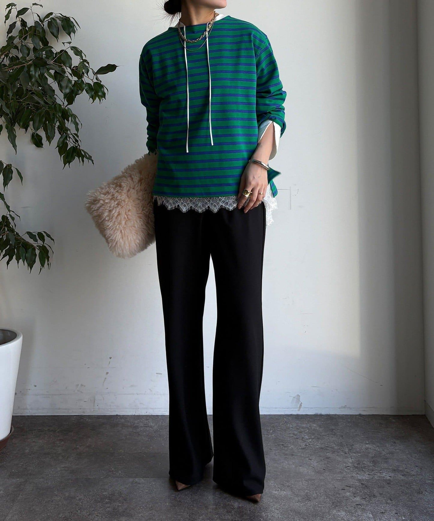 條紋船領套頭衫