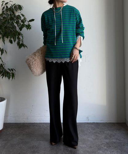 條紋船領套頭衫